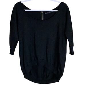 Patterson J. Kincaid Black Sparkly Cropped Sleeve Sweater Top Size XS